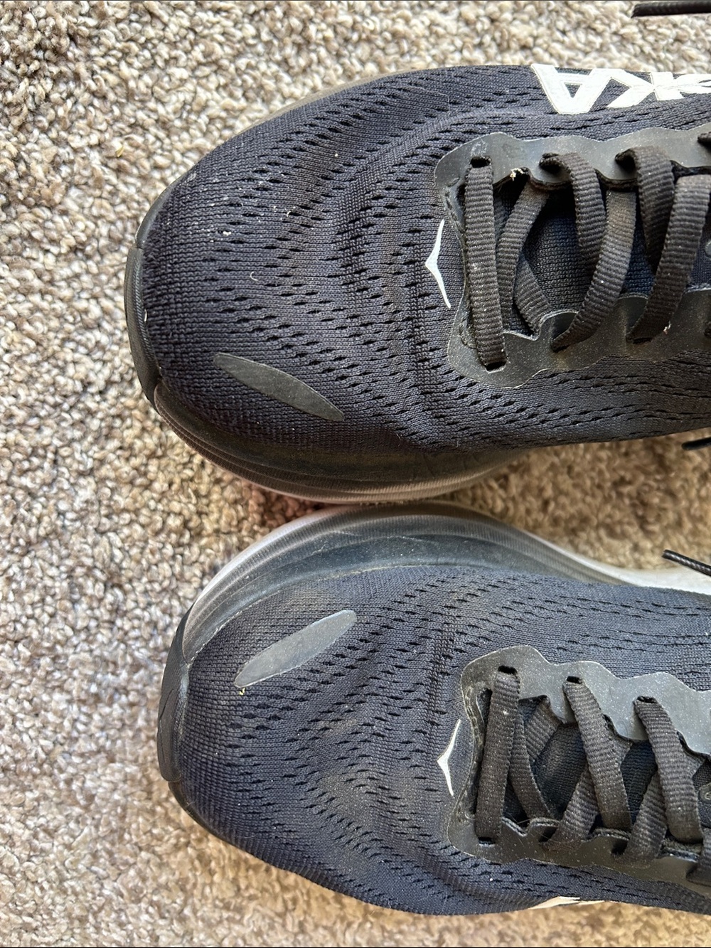 Used women’s Hoka Black Athletic Running Shoes with White Logo - Picture 4 of 11